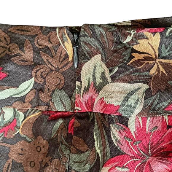 Pendleton Brown Dark Floral A-line Midi Skirt Silk Wool Size 10 Romantic Cottage - Picture 4 of 7